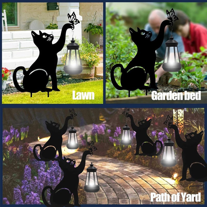 twinbling Black Cat Yard Decorations Outdoor - Solar Lights Outdoor Garden Decor Stake with Butterfly Decorative Metal Housewarming Ornament for Pathway Lawn Patio – Unique Gift for Woman Mom Grandma - Image 4